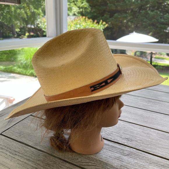 Riverbend Bangora Straw Cattlemen Tan Western Style Hat Size Small - Picture 5 of 8